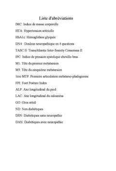 Les troubles morpho-fonctionnels du pied chez les patients diabetiques