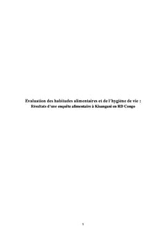 Evaluation des habitudes alimentaires et de l'Hygiène de vie