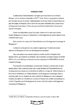 L'industrialisation et le développement économique: Cas de Madagascar