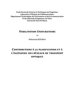 Planification et ingénierie des réseaux de transport optiques