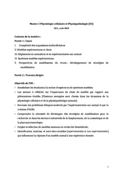 Modèles d'étude et d'expérimentation en physiologie