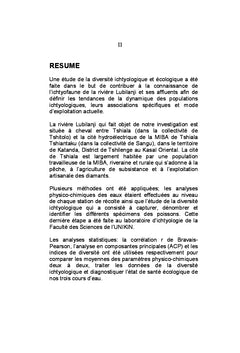 Diversite et ecologie des poissons de la riviere Lubilanji, K. OR/RDC