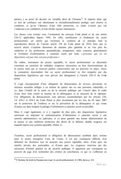 Le secret professionnel et l'obligation de dénonciation