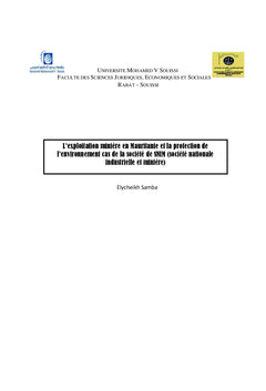 Exploitation Miniere en Mauritanie et la Protection de l'Environnement