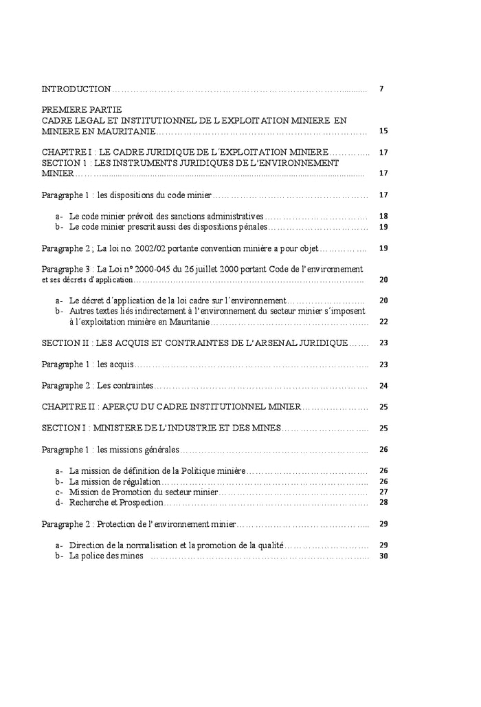 Exploitation Miniere en Mauritanie et la Protection de l'Environnement
