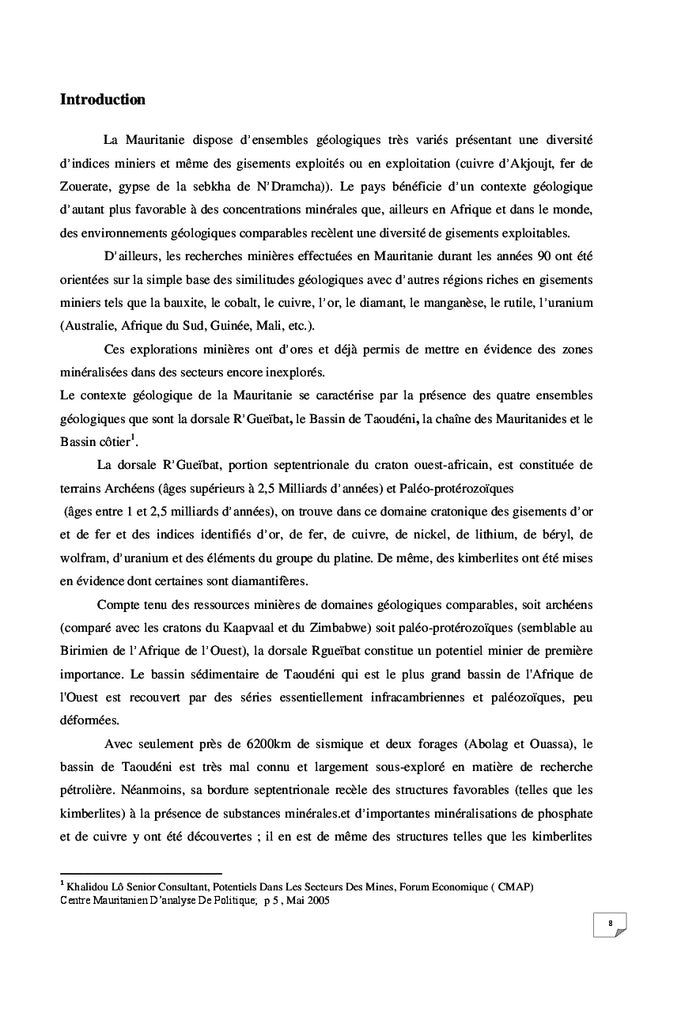 Exploitation Miniere en Mauritanie et la Protection de l'Environnement