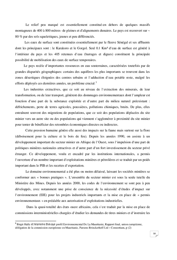 Exploitation Miniere en Mauritanie et la Protection de l'Environnement