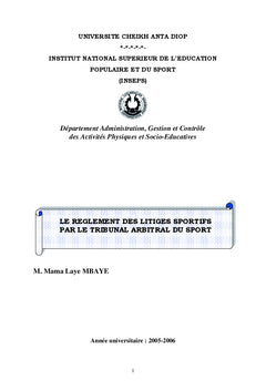 Le reglement des litiges sportifs par le TAS