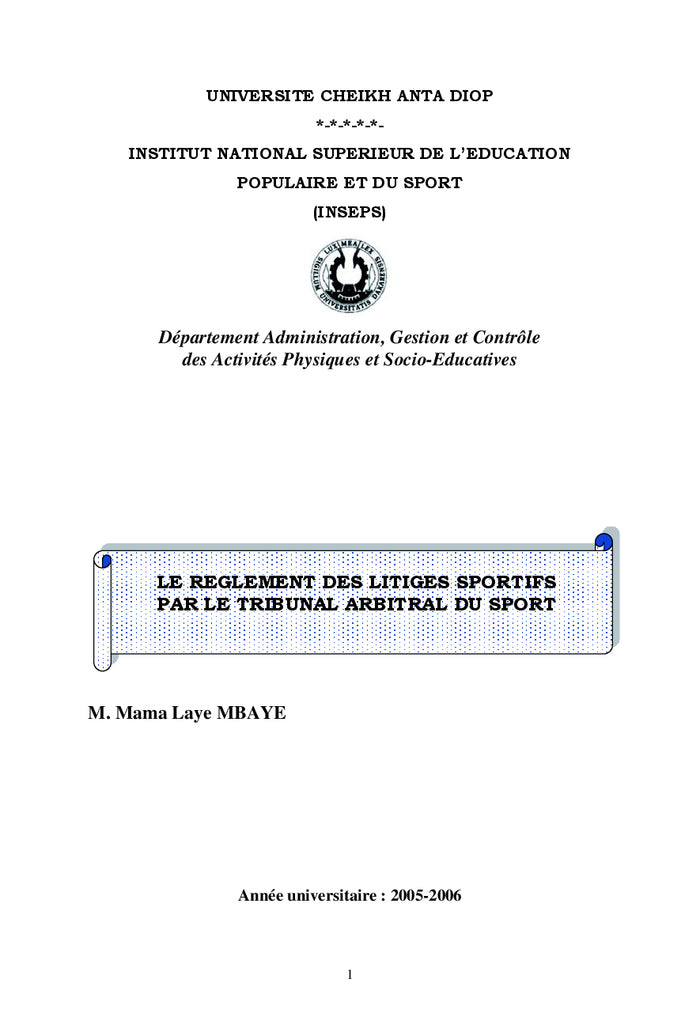 Le reglement des litiges sportifs par le TAS