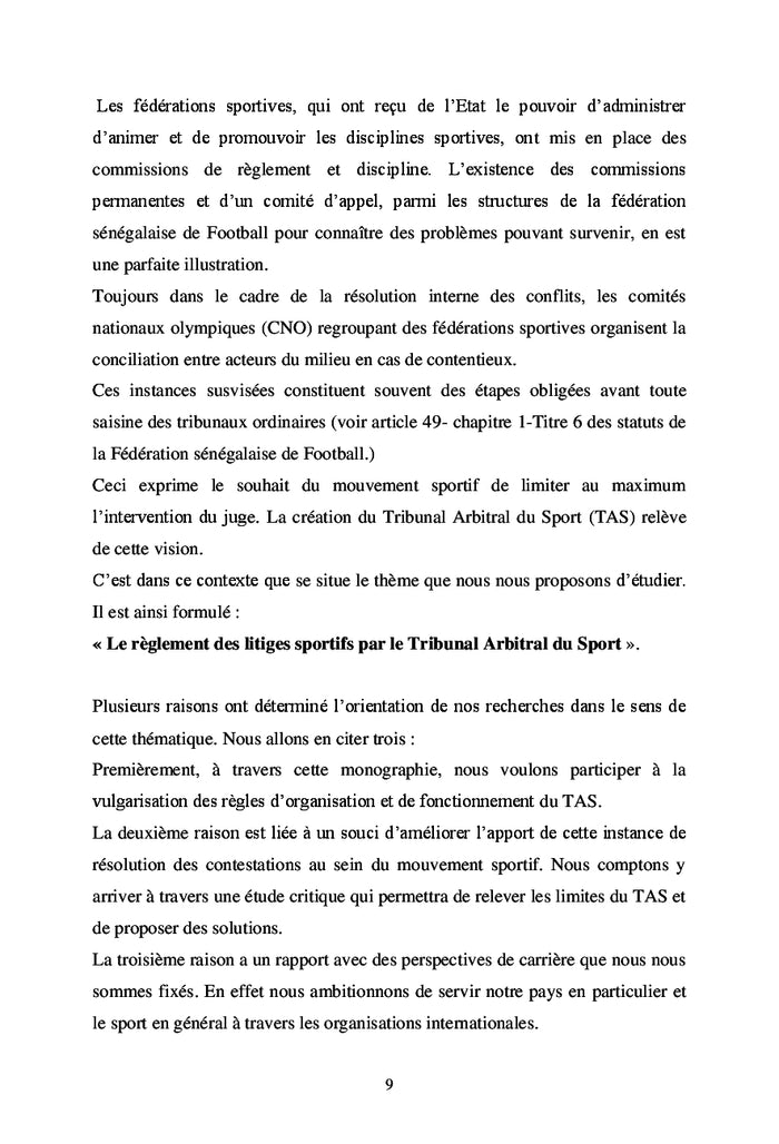 Le reglement des litiges sportifs par le TAS