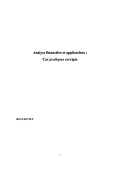 Analyse financiere et applications