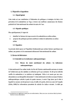 Déterminants de la malnutrition en milieu urbain: Cas de Lomé (Togo)