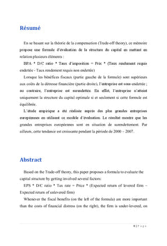 Méthode d'évaluation de la structure du capital