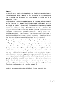 Impacts de l'orpaillage sur la vegetation dans le cercle de Kangaba