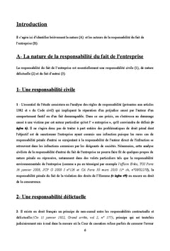 La responsabilite du fait de l'entreprise