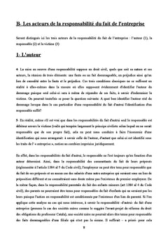 La responsabilite du fait de l'entreprise