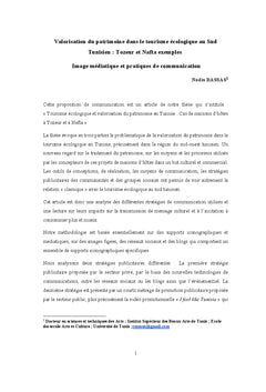 Valorisation du patrimoine dans le tourisme écologique au Sud Tunisien