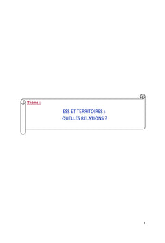 Ess et territoires : Quelles relations?
