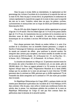 Les accidents mortels de la voie publique à Kinshasa entre 2010 et 2015