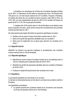 Les accidents mortels de la voie publique à Kinshasa entre 2010 et 2015