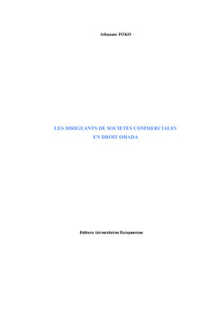 Les dirigeants de societes commerciales en droit OHADA