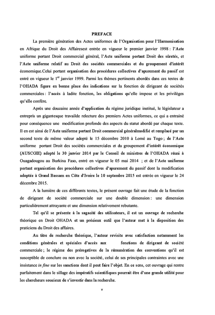 Les dirigeants de societes commerciales en droit OHADA