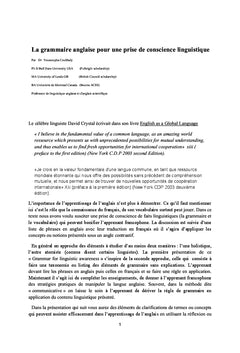 Grammaire pour la sensibilisation linguistique