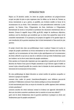 Le contexte juridique international des droits des peuples autochtones
