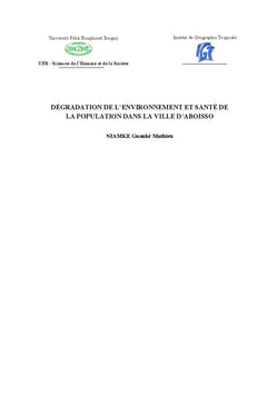 Degradation de l'environnement et sante dans la ville d'Aboisso