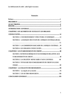 Les etablissements de credit : cadre legal et ressources