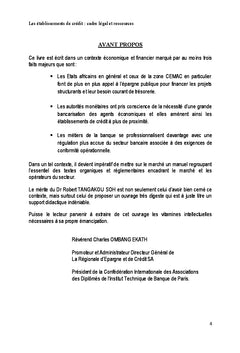 Les etablissements de credit : cadre legal et ressources