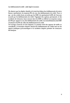 Les etablissements de credit : cadre legal et ressources