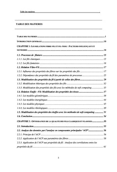 Etude et modelisation de l'influence des caracteristiques des fibres