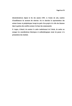 Femme et gestion integree des conflits sociaux localises