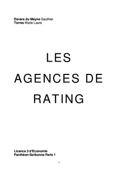 Les Agences de Notation Financière