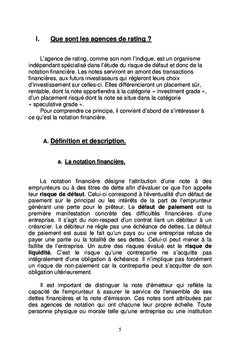 Les Agences de Notation Financière