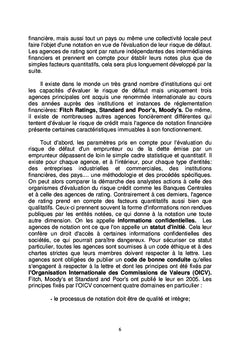 Les Agences de Notation Financière