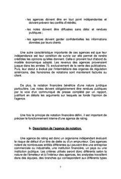 Les Agences de Notation Financière