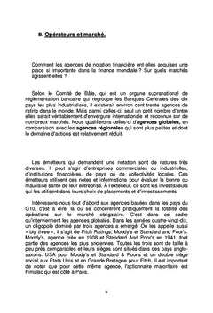Les Agences de Notation Financière