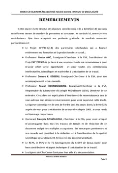 Gestion de la fertilite des bas-fonds rizicoles A Dassa-Zoume (BENIN)