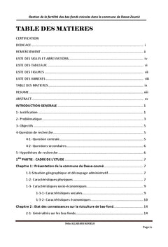 Gestion de la fertilite des bas-fonds rizicoles A Dassa-Zoume (BENIN)