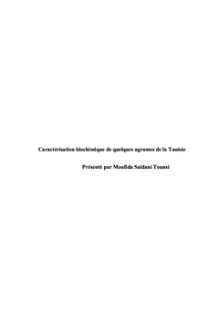 Caractérisation biochimique de quelques agrumes de la Tunisie