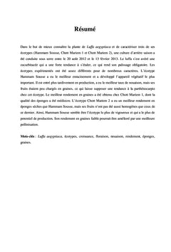 Caracterisation agronomique de trois ecotypes de Luffa aegyptiaca Mill
