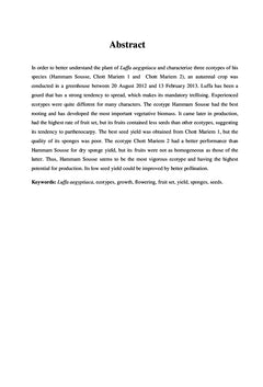Caracterisation agronomique de trois ecotypes de Luffa aegyptiaca Mill