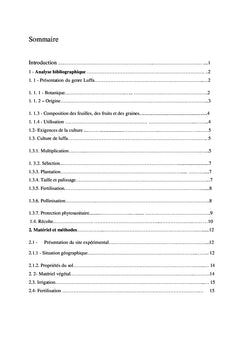 Caracterisation agronomique de trois ecotypes de Luffa aegyptiaca Mill