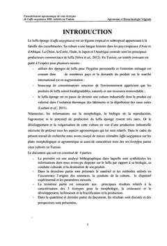 Caracterisation agronomique de trois ecotypes de Luffa aegyptiaca Mill