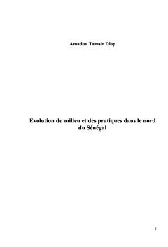Evolution du milieu et des pratiques pastorales au nord du Senegal
