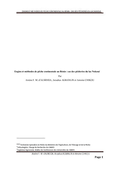 Engins et méthodes de pêche continentale au Bénin