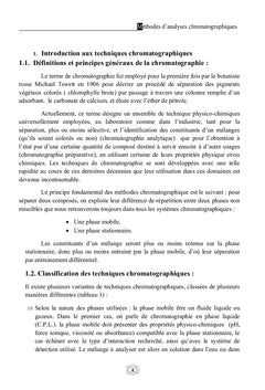 Méthodes d'analyse chromatographique