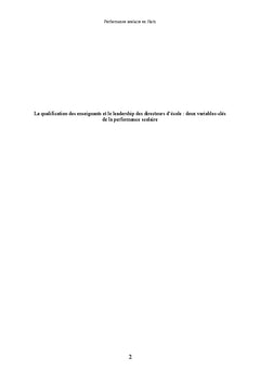 Determinants de la performance des ecoles secondaires en Haïti
